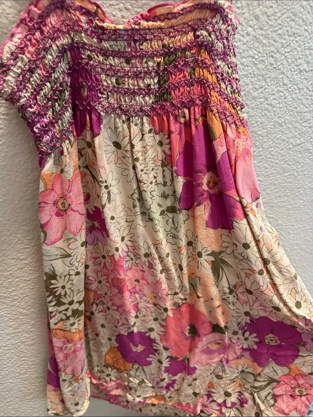 Girls Pink Floral Smocked Casual Sundress